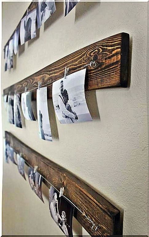 Wooden boards as a photo frame.