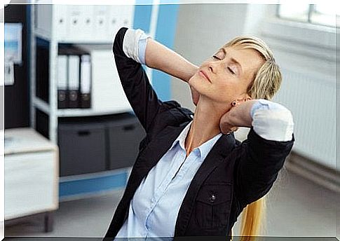 woman relaxing in the office